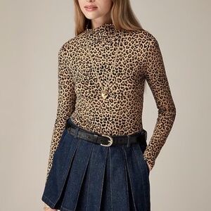 J. CREW Tissue crepe turtleneck in leopard print